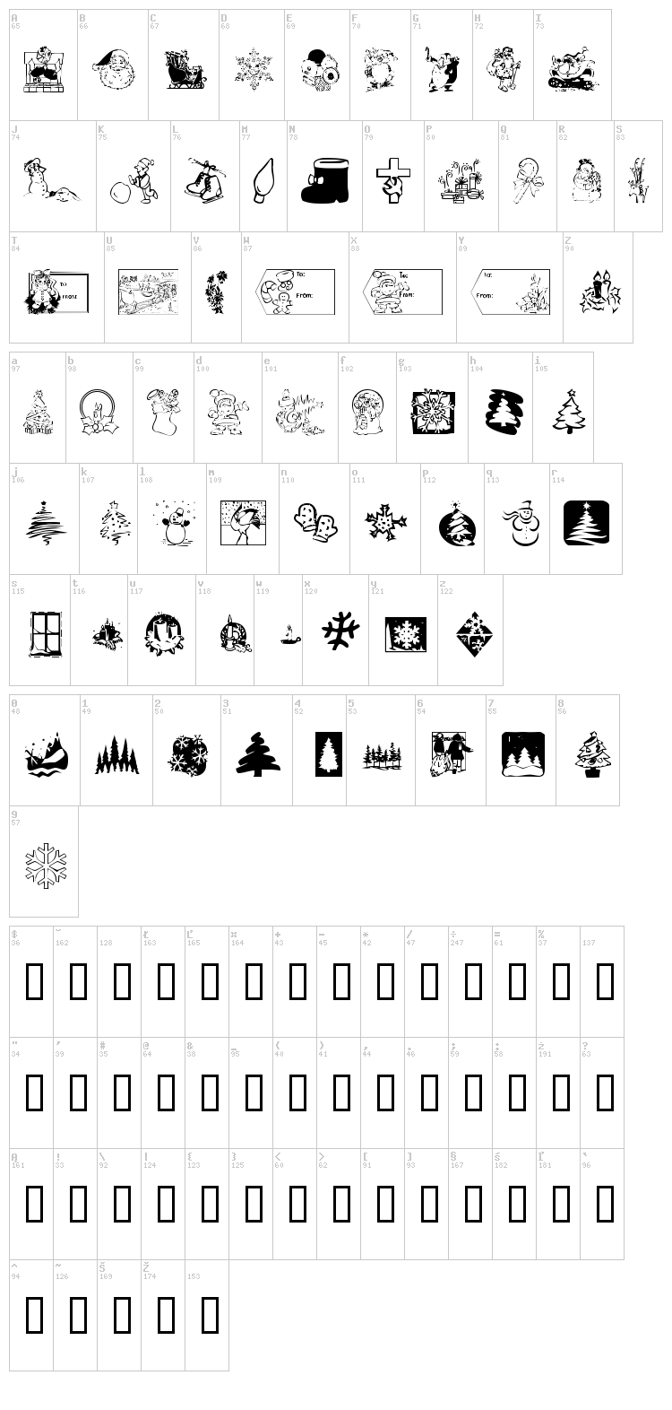 KR Christmas 2001 font map